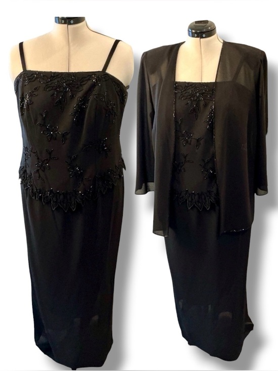 Karen Miller Dresses & Skirts - Karen Miller beaded evening dress with sheer overlay